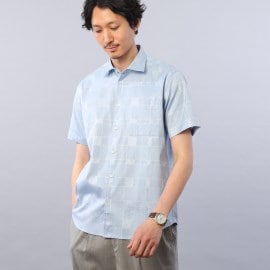 タケオキクチ(TAKEO KIKUCHI)の【Sサイズ～】ドビー 刺し子チェック 半袖シャツ カジュアルシャツ