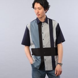 タケオキクチ(TAKEO KIKUCHI)の【Sサイズ～】レイヤード パッチワーク 半袖 シャツ カジュアルシャツ