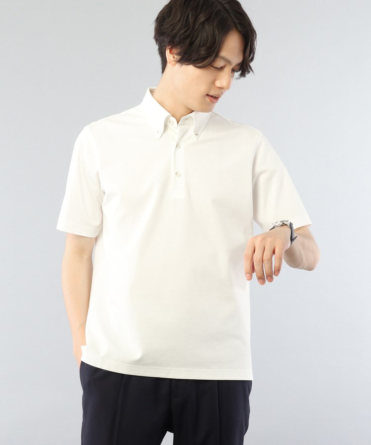 タケオキクチ(TAKEO KIKUCHI)の【Sサイズ～】ハイゲージポンチ ポロシャツ ホワイト(001)