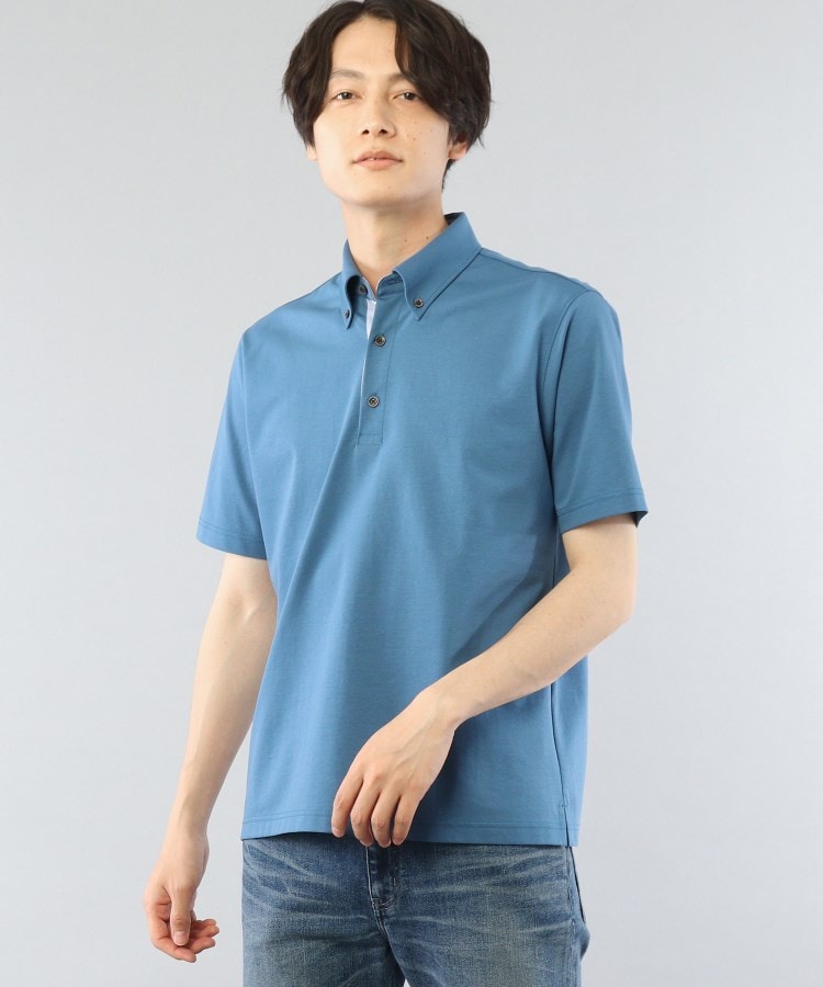 タケオキクチ(TAKEO KIKUCHI)の【Sサイズ～】ハイゲージポンチ ポロシャツ ブルー(092)