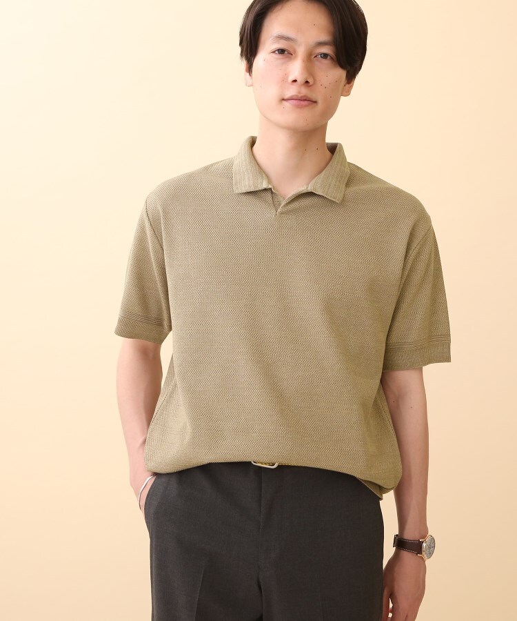 タケオキクチ(TAKEO KIKUCHI)の【Made in JAPAN】メランジ ニット スキッパー ポロ ポロシャツ