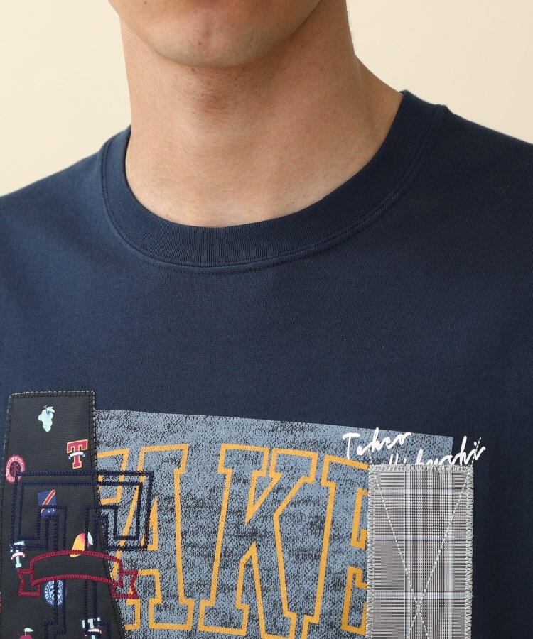 タケオキクチ(TAKEO KIKUCHI)のパッチワーク カレッジ プリント Tシャツ5