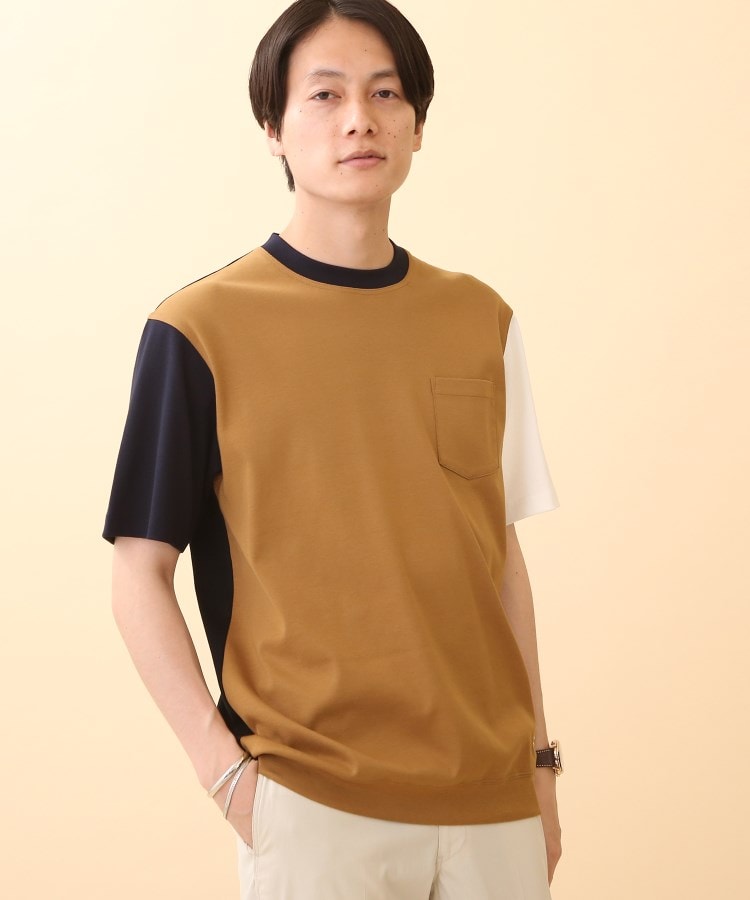 ＜WORLD＞ TAKEO KIKUCHI(タケオキクチ) 【Sサイズ〜】フライス カラーブロッキング Tシャツ