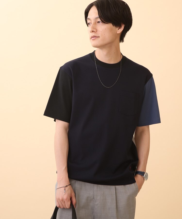  TAKEO KIKUCHI(タケオキクチ) 【Sサイズ〜】フライス カラーブロッキング Tシャツ