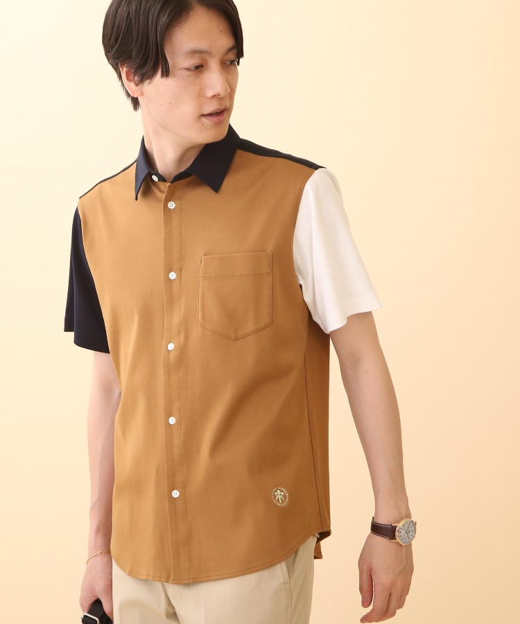  TAKEO KIKUCHI(タケオキクチ) フライス カラーブロッキング 半袖シャツ