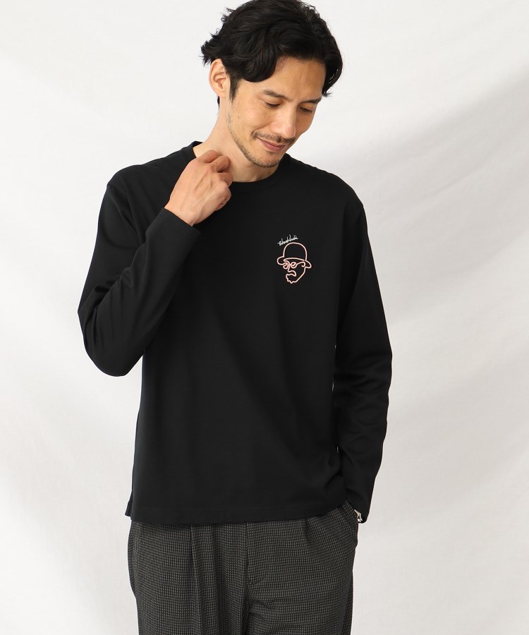 タケオキクチ(TAKEO KIKUCHI)の立体刺繍 ロングスリーブ Tシャツ ブラック(019)