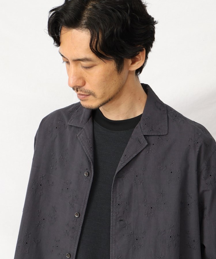 タケオキクチ(TAKEO KIKUCHI)のフラワー 刺繍 オープンカラー シャツ10