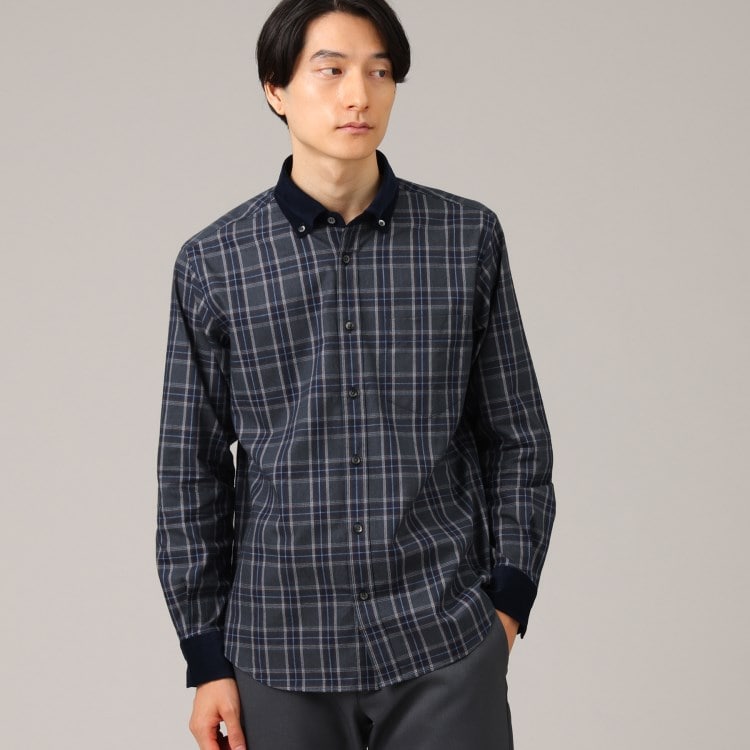 タケオキクチ(TAKEO KIKUCHI)のピケチェック クレリック シャツ カジュアルシャツ