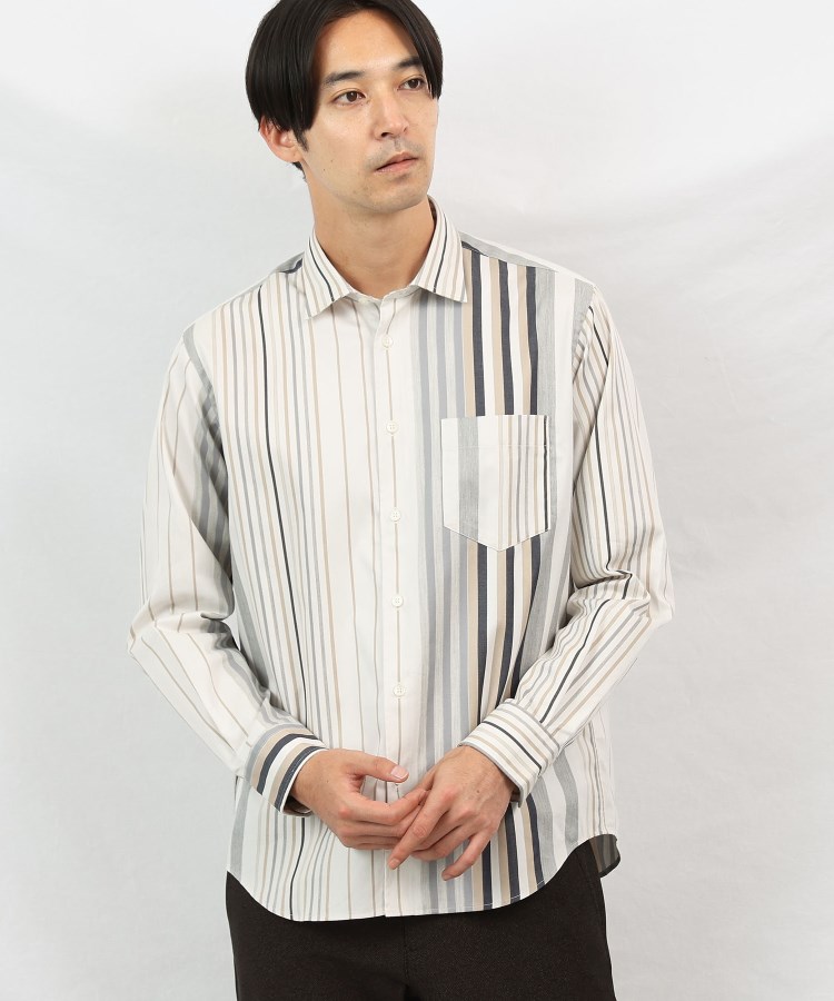 タケオキクチ(TAKEO KIKUCHI)の【Sサイズ～】ランダムストライプ シャツ オフホワイト(303)