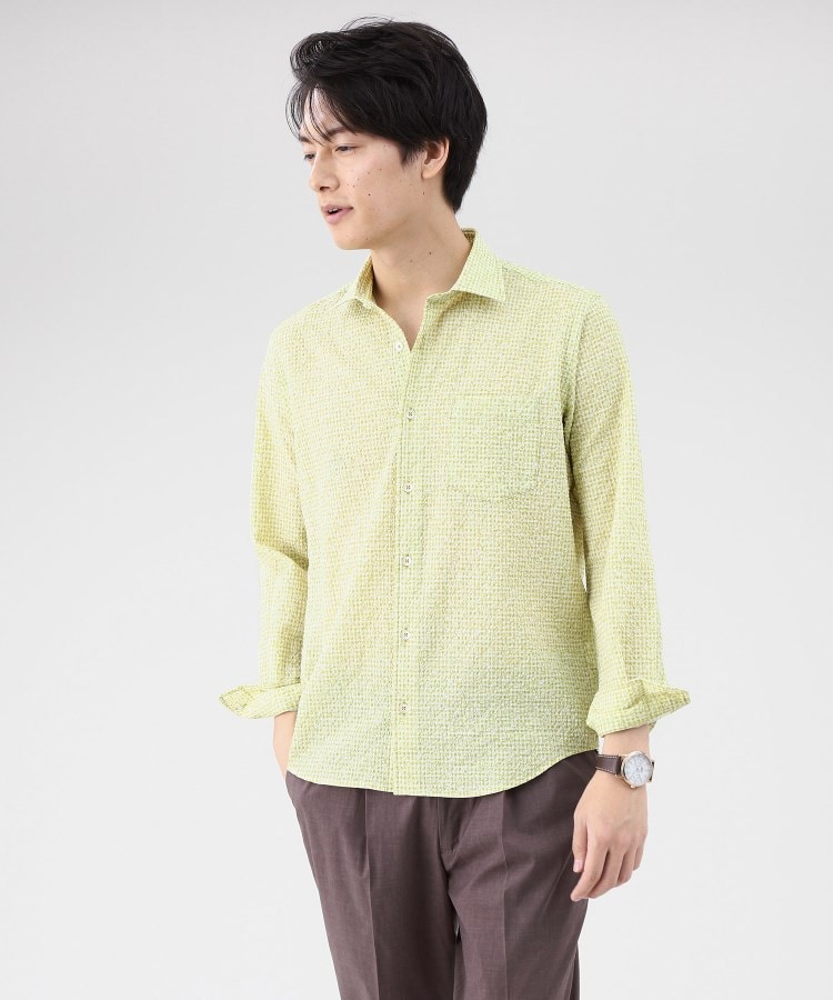  TAKEO KIKUCHI(タケオキクチ) フラワーギンガム リップル シャツ