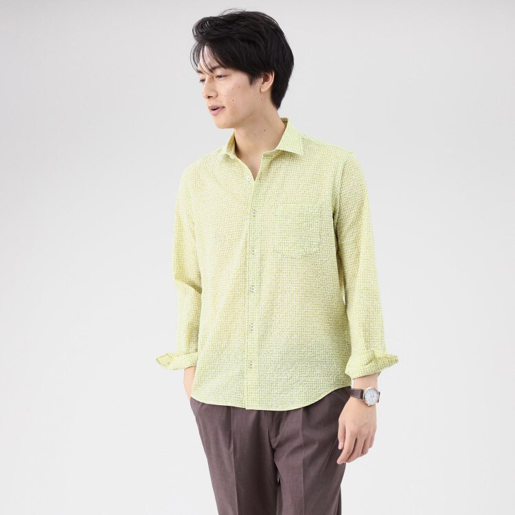 タケオキクチ(TAKEO KIKUCHI)のフラワーギンガム リップル シャツ カジュアルシャツ