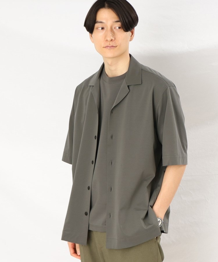 タケオキクチ(TAKEO KIKUCHI)のマルデオリ カノコ オープンカラー シャツ チャコールグレー(014)