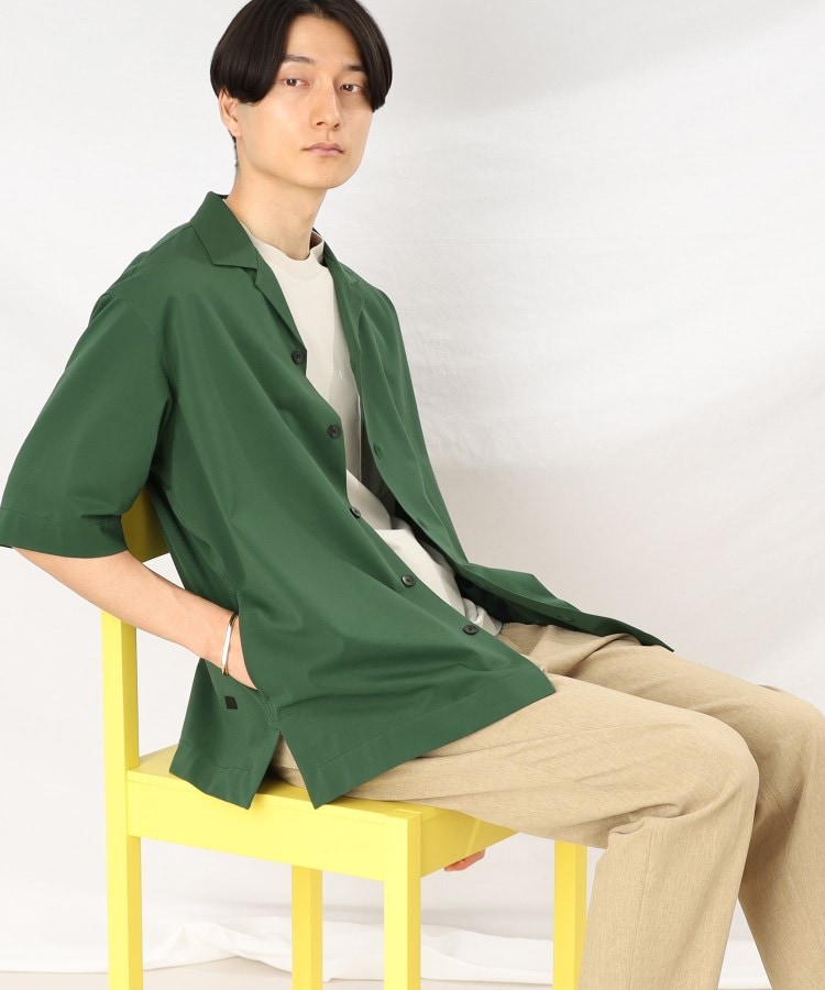 タケオキクチ(TAKEO KIKUCHI)のマルデオリ カノコ オープンカラー シャツ ダークグリーン(023)