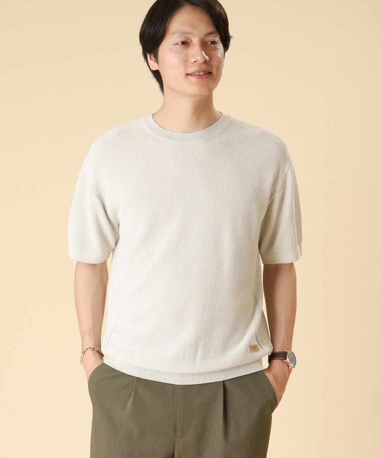 タケオキクチ(TAKEO KIKUCHI)の和紙 ニットTシャツ ライトグレー(011)