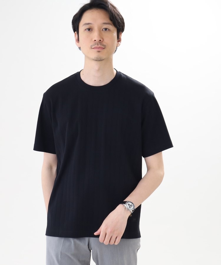 タケオキクチ(TAKEO KIKUCHI)の【抗菌防臭】シルケット 針抜きスムース Tシャツ ブラック(019)