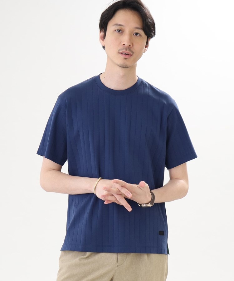 タケオキクチ(TAKEO KIKUCHI)の【抗菌防臭】シルケット 針抜きスムース Tシャツ ネイビー(093)