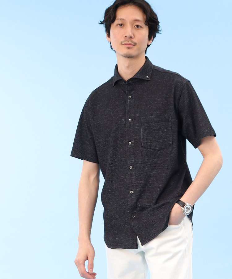 Sサイズ~】尾州 リネンメッシュ シャツ（カジュアルシャツ） | TAKEO