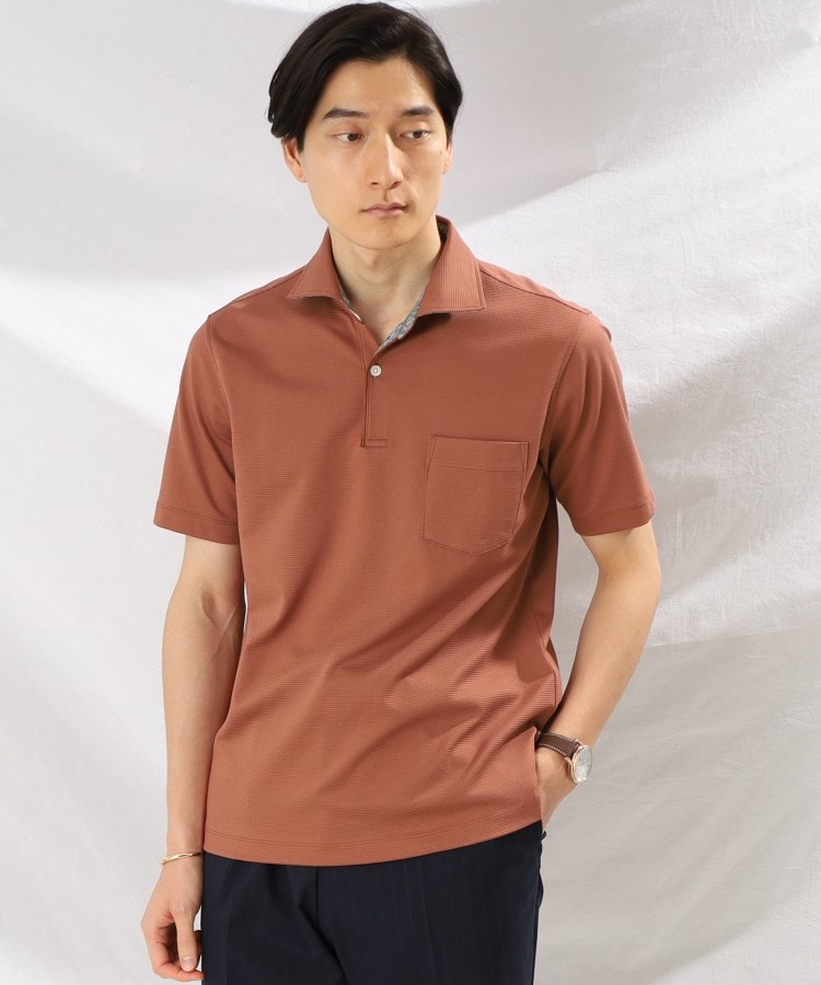 タケオキクチ(TAKEO KIKUCHI)のボックスジャカード ポロシャツ キャメル(041)
