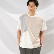 Sサイズ～】ブロッキングデザイン 半袖Tシャツ（カットソー） | TAKEO 
