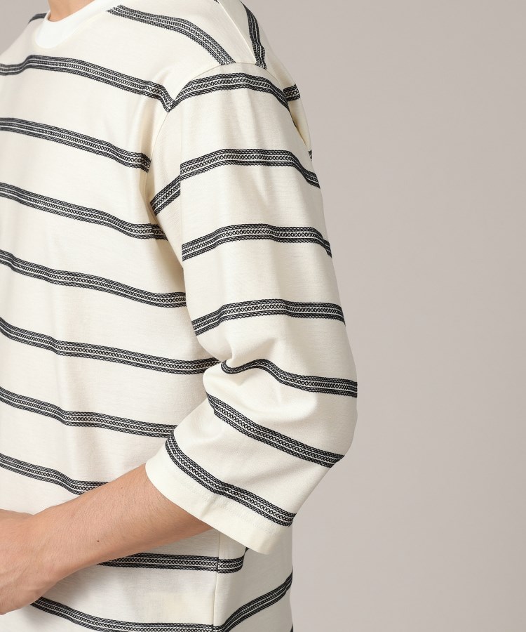 7分袖/Made in JAPAN】カラミ ボーダーカットソー(カットソー 7分袖/Made in JAPAN】カラミ ボーダーカットソー(カットソー