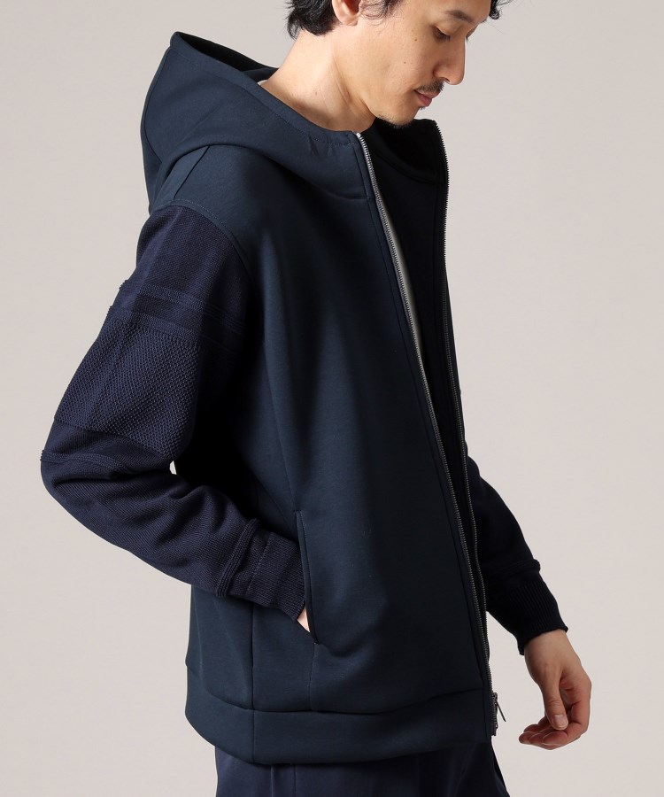 Made in JAPAN】ニットスリーブ ジップアップ パーカー
