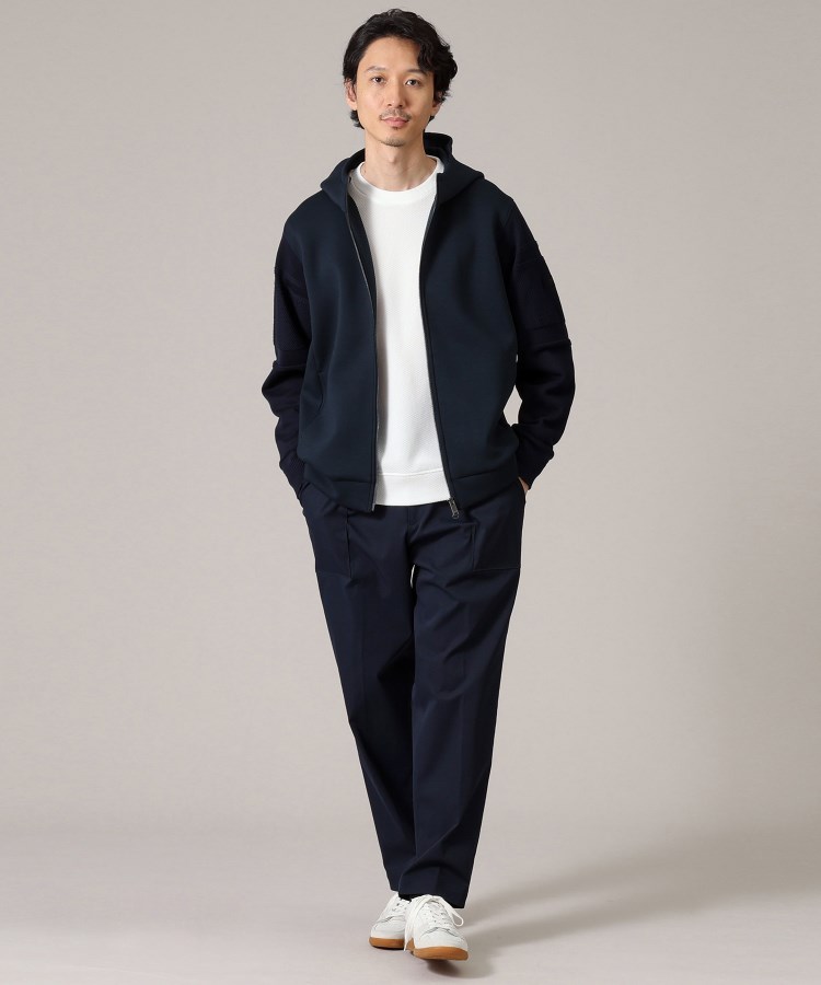 Made in JAPAN】ニットスリーブ ジップアップ パーカー Made in JAPAN】ニットスリーブ ジップアップ パーカー
