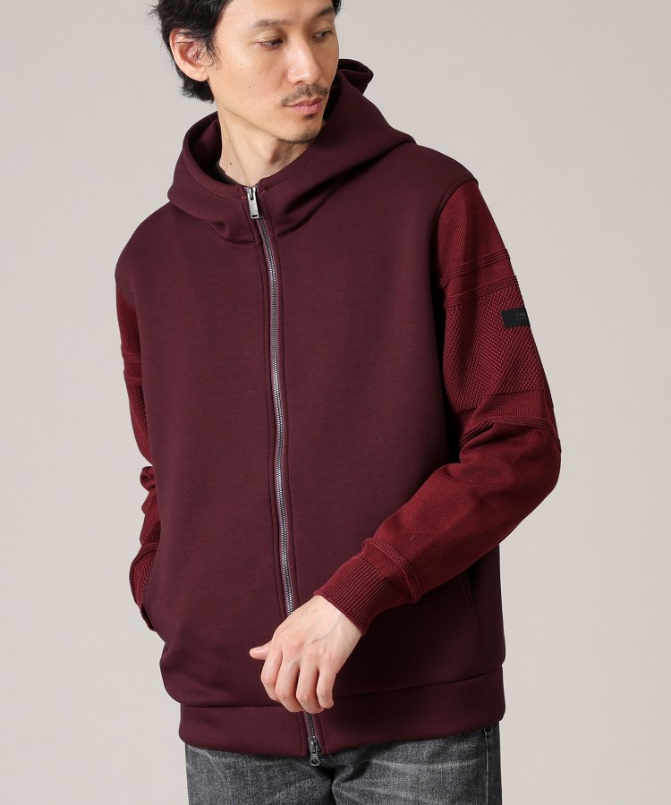 Made in JAPAN】ニットスリーブ ジップアップ パーカー Made in JAPAN】ニットスリーブ ジップアップ パーカー