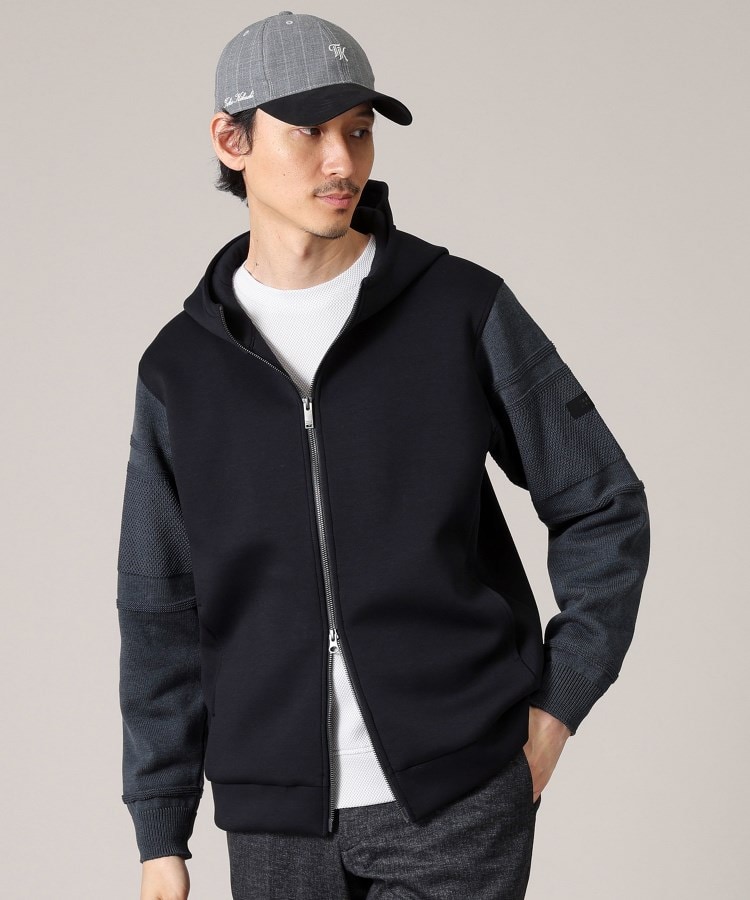 Made in JAPAN】ニットスリーブ ジップアップ パーカー Made in JAPAN】ニットスリーブ ジップアップ パーカー