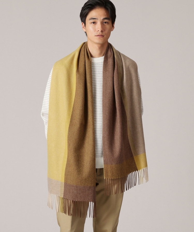 洗えるカシミヤ】大き目パネル柄 マフラー(ストール・マフラー 洗えるカシミヤ】大き目パネル柄 マフラー(ストール・マフラー