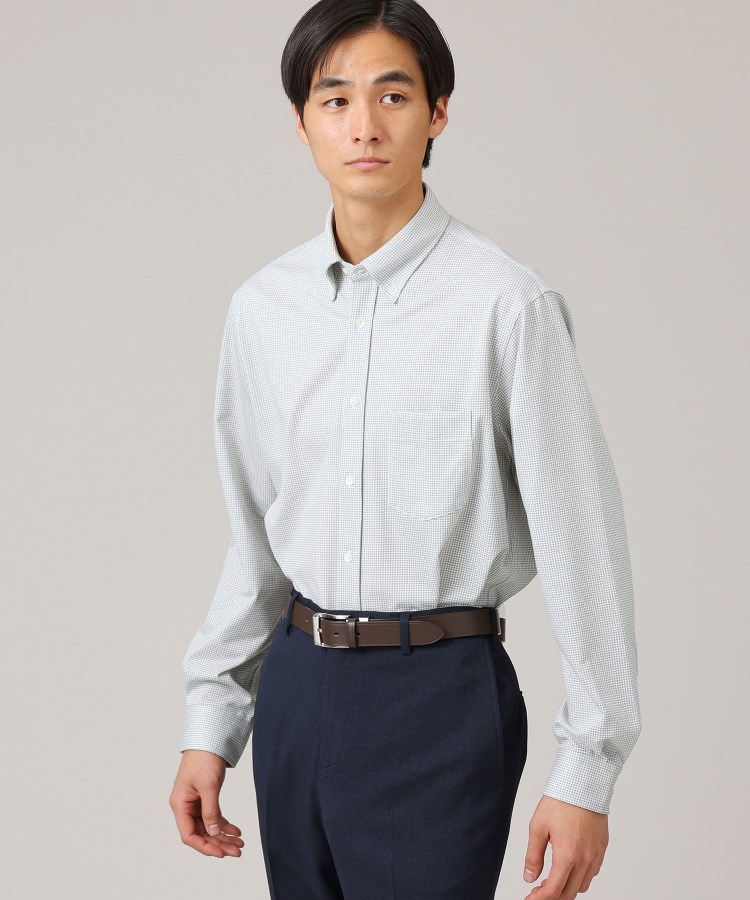 抗菌防臭】番千鳥 プリント ボタンダウンシャツ(カジュアル 抗菌防臭】番千鳥 プリント ボタンダウンシャツ(カジュアル