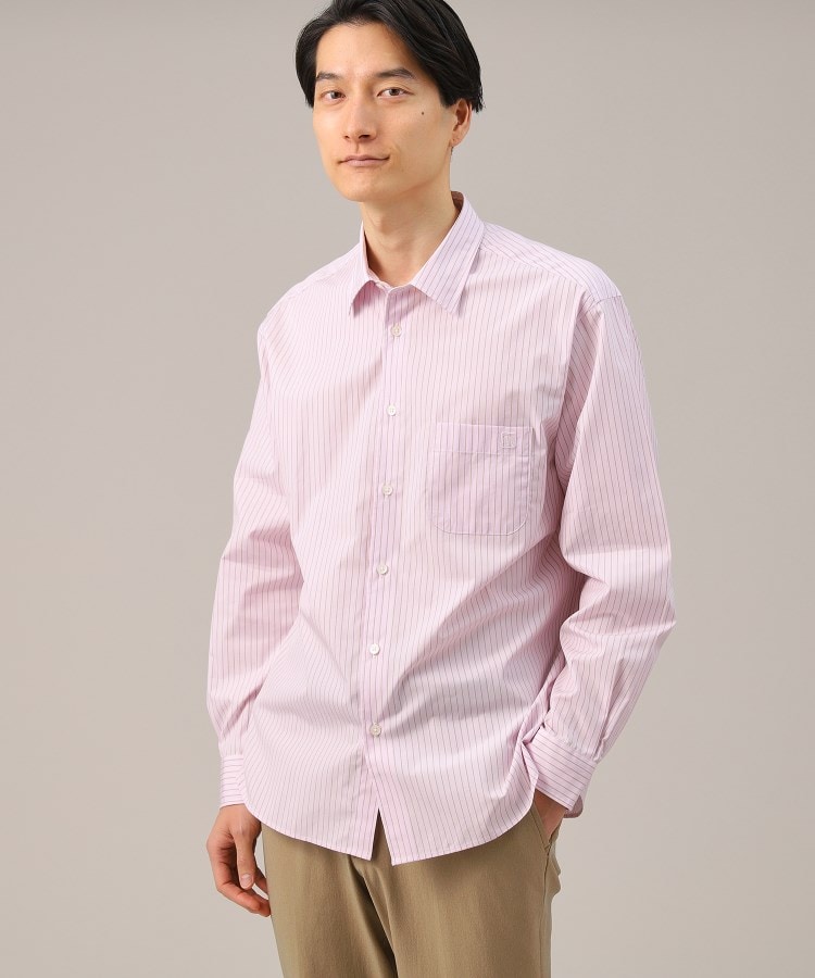 タケオキクチ(TAKEO KIKUCHI)の100／2ストライプ レギュラーカラーシャツ ピンク(371)