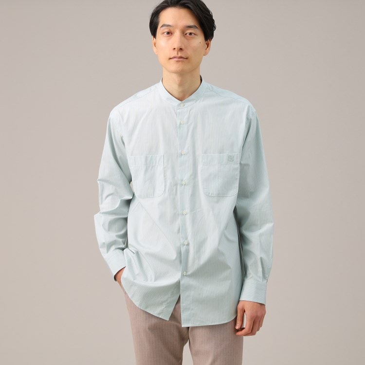 タケオキクチ(TAKEO KIKUCHI)の100／2ストライプ バンドカラーシャツ カジュアルシャツ