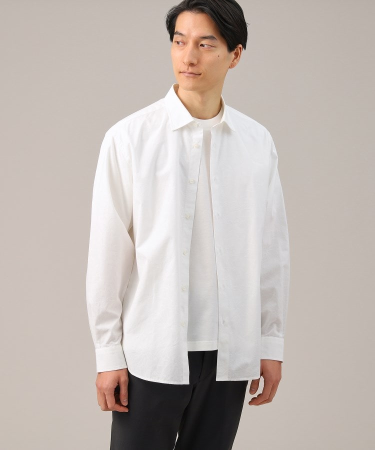 フラワーパターン】ジャカード シャドー花柄 シャツ(カジュアル フラワーパターン】ジャカード シャドー花柄 シャツ(カジュアル