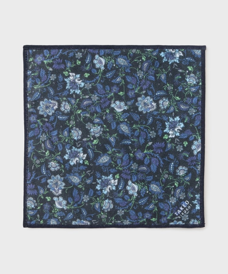 タケオキクチ(TAKEO KIKUCHI)のオリジナル花柄プリントフォンカチ ブルー(193)