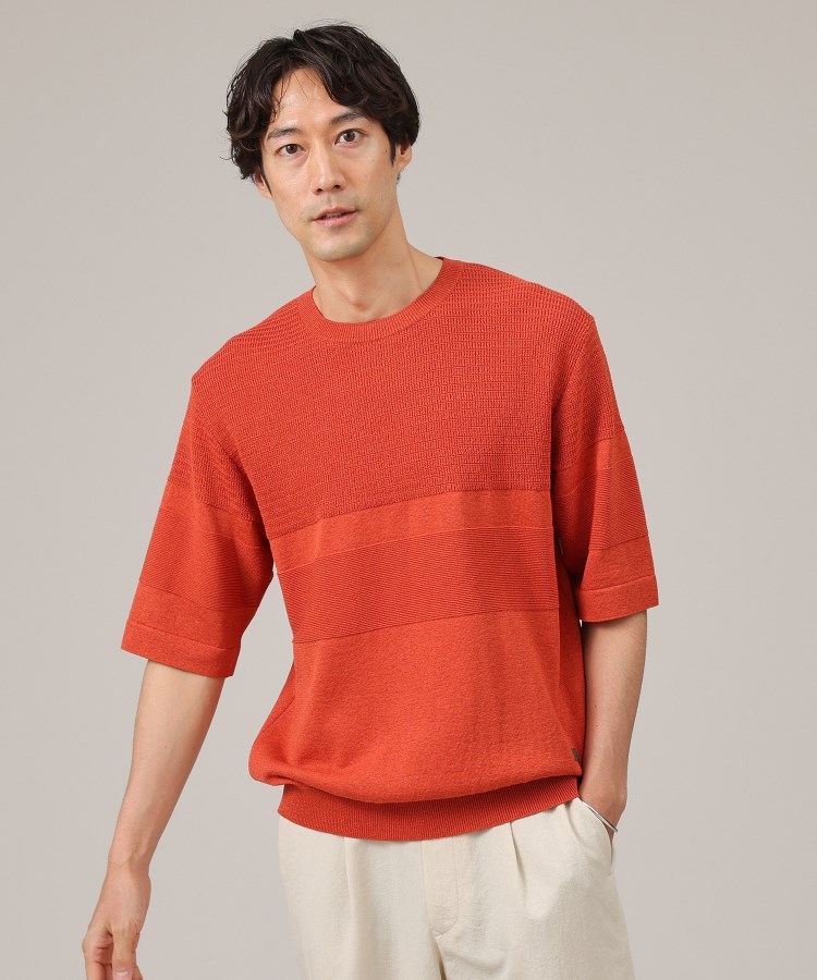 美濃和紙】5分袖 ニットTシャツ(ニット/セーター) | TAKEO 美濃和紙】5分袖 ニットTシャツ(ニット/セーター) | TAKEO