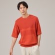 タケオキクチ(TAKEO KIKUCHI)の【美濃和紙】5分袖 ニットTシャツ オレンジ(069)