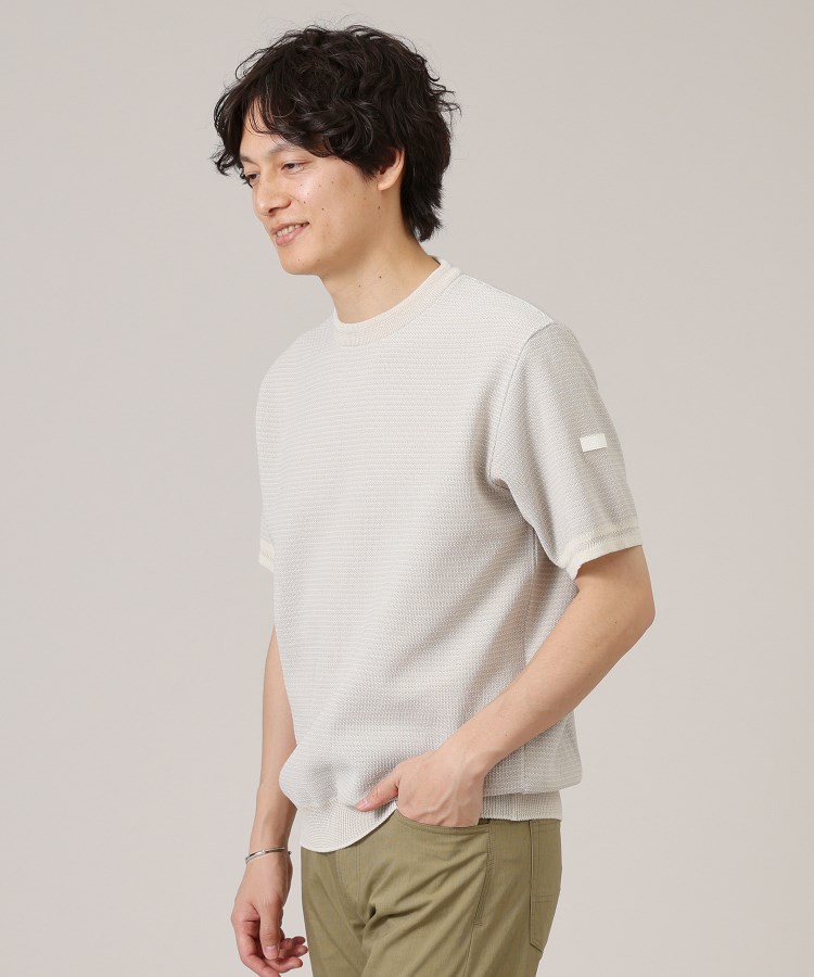 タケオキクチ(TAKEO KIKUCHI)の【Made in JAPAN】和紙 ボーダーニットTシャツ アイボリー(304)