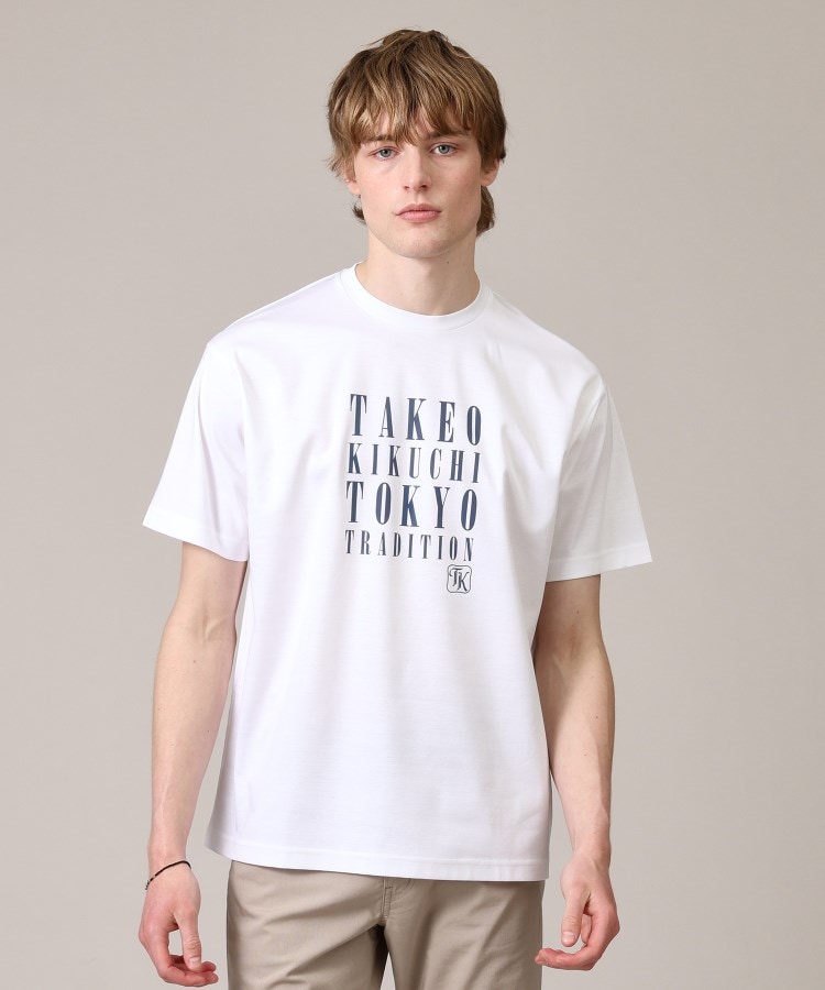 タケオキクチ(TAKEO KIKUCHI)の【プリントT/日本製】メッセージ プリント Tシャツ ホワイト(001)