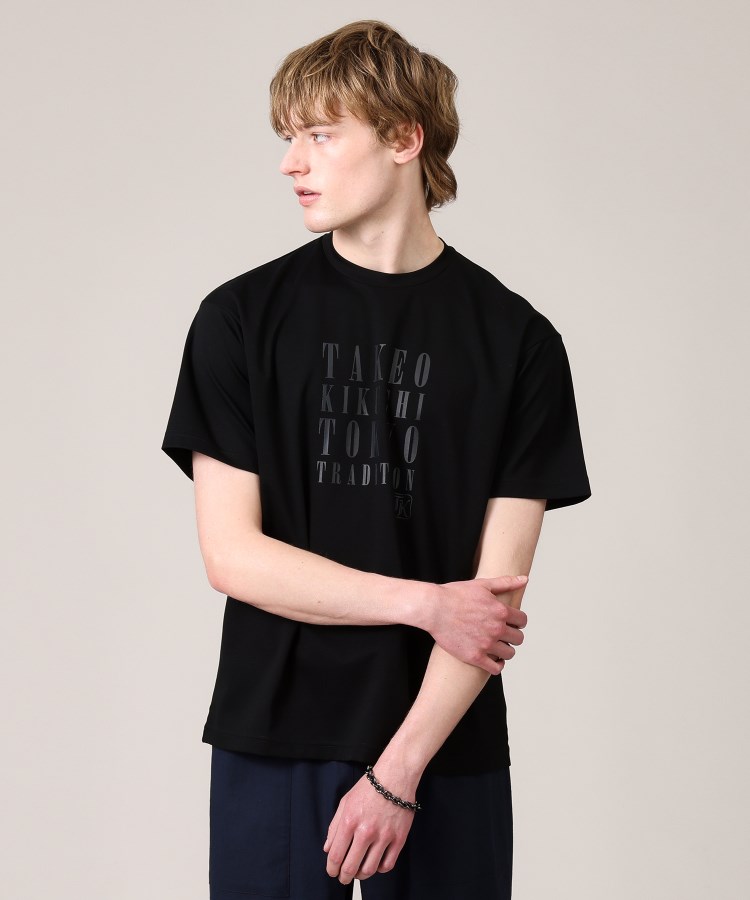 タケオキクチ(TAKEO KIKUCHI)の【プリントT／日本製】メッセージ プリント Tシャツ ブラック(019)