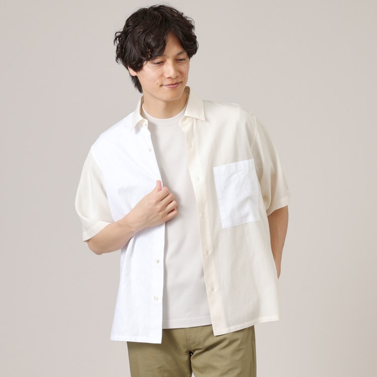 タケオキクチ(TAKEO KIKUCHI)の【Made in JAPAN】パーツブロッキング 半袖シャツ カジュアルシャツ