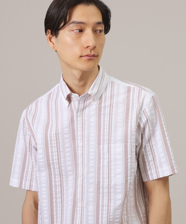 タケオキクチ(TAKEO KIKUCHI)の【快適/軽羽織】日本製 サッカー ストライプ シャツ2