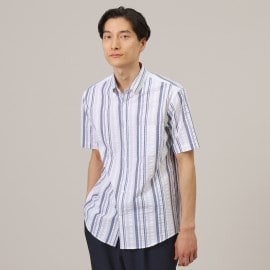 タケオキクチ(TAKEO KIKUCHI)の【快適/軽羽織】日本製 サッカー ストライプ シャツ