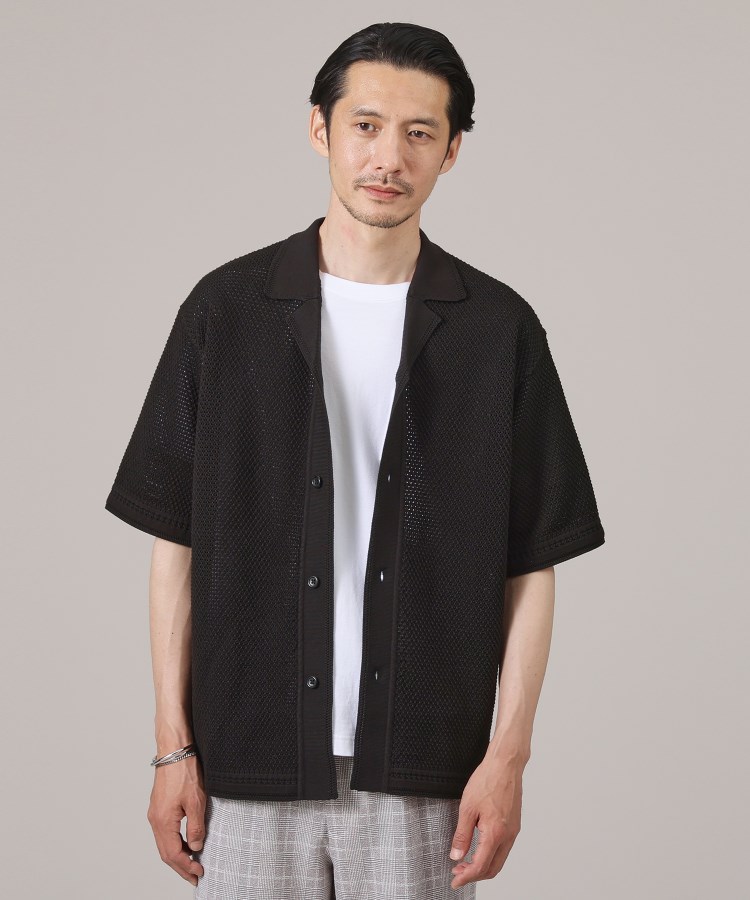 タケオキクチ(TAKEO KIKUCHI)のスポンディッシュ サマーニットシャツ ブラック(019)