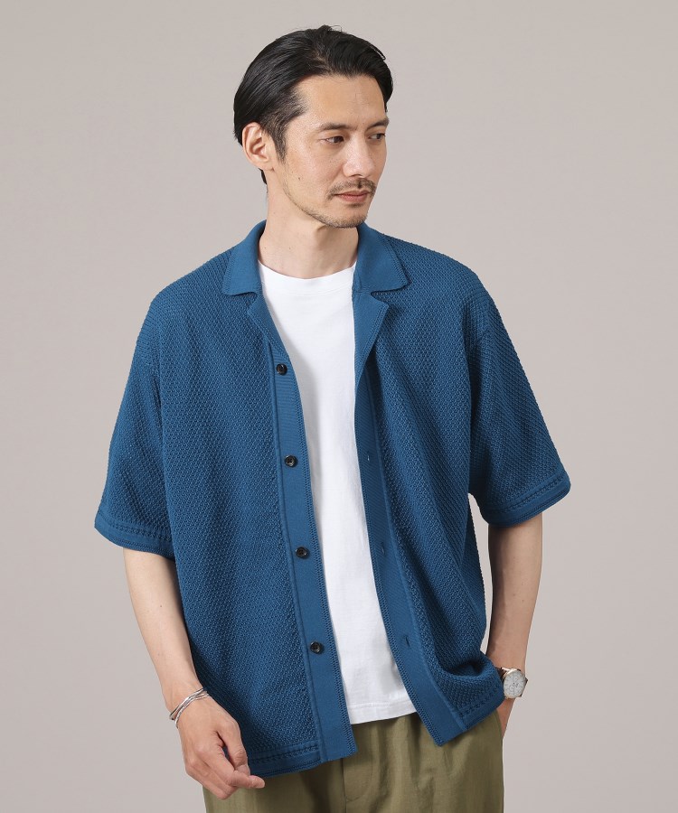 タケオキクチ(TAKEO KIKUCHI)のスポンディッシュ サマーニットシャツ ブルー(092)