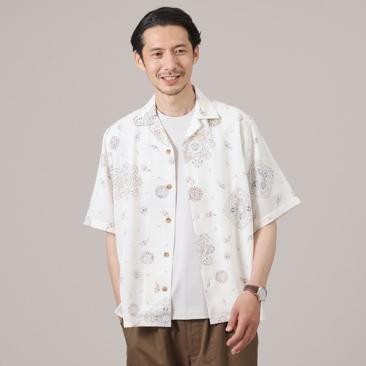 タケオキクチ(TAKEO KIKUCHI)の【ペイズリー紋】オープンカラーシャツ カジュアルシャツ