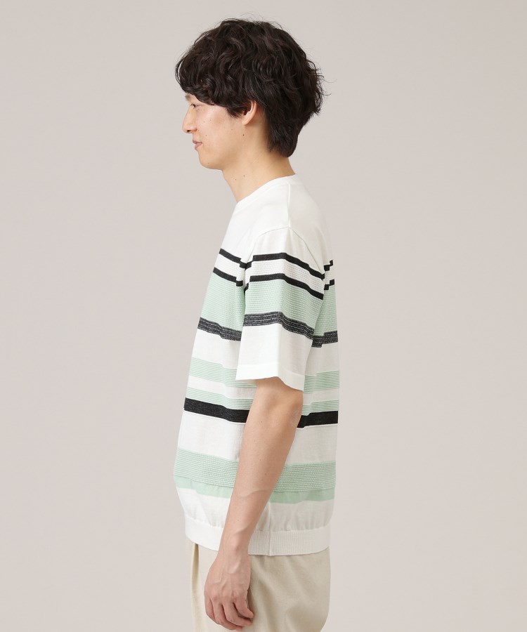 タケオキクチ(TAKEO KIKUCHI)の【ニットTシャツ】麻ブレンド パネルボーダー15