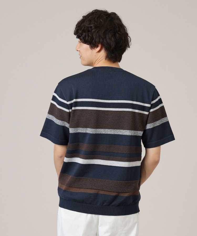タケオキクチ(TAKEO KIKUCHI)の【ニットTシャツ】麻ブレンド パネルボーダー24