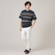タケオキクチ(TAKEO KIKUCHI)の麻ブレンド パネルボーダー ニットTシャツ8