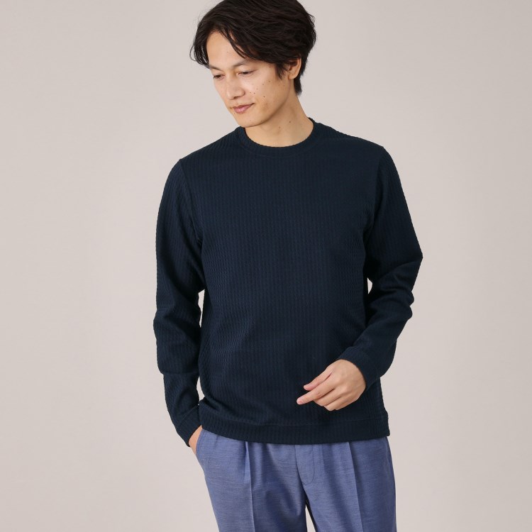 タケオキクチ(TAKEO KIKUCHI)の【Made in JAPAN】千鳥柄 ストレッチ プルオーバー カットソー