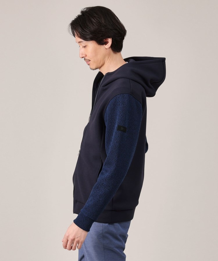 Made in JAPAN】ニットスリーブ ジップアップ パーカー Made in JAPAN】ニットスリーブ ジップアップ パーカー